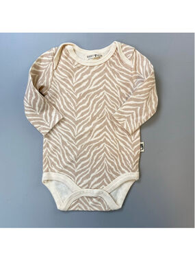 Baby Rabbit + Bear Bodysuit 0-3 Months Long Sleeve Brown Beige Organic Cotton